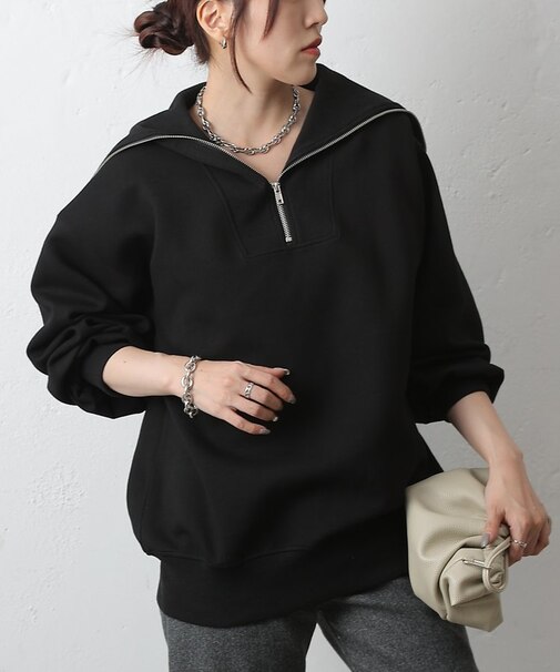 ダンボールセーラーハーフジッププルオーバー