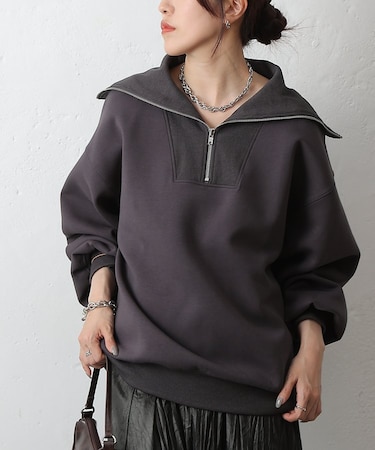 ダンボールセーラーハーフジッププルオーバー