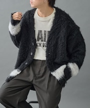 シャギーモヘアラインカーディガン