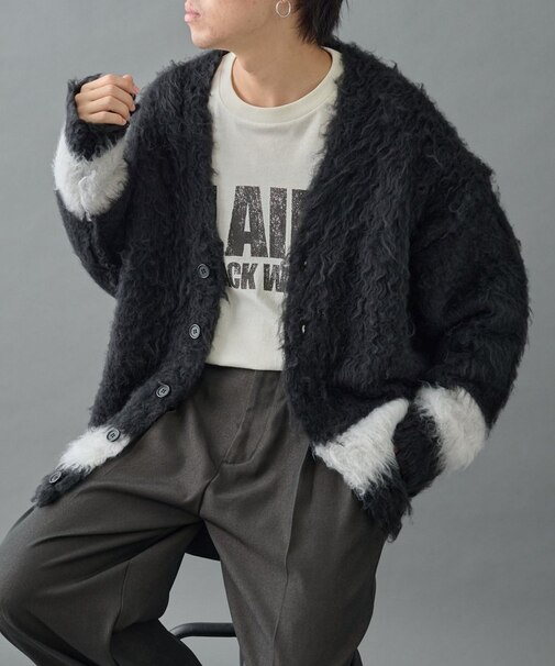 シャギーモヘアラインカーディガン