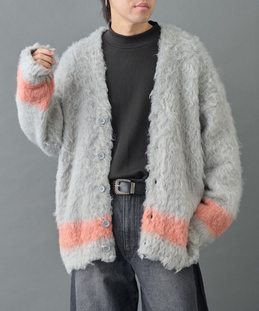 シャギーモヘアラインカーディガン