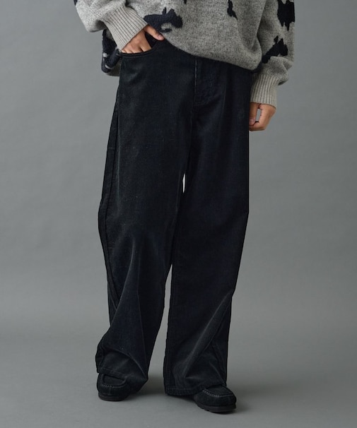 コーデュロイワイドストレートパンツ