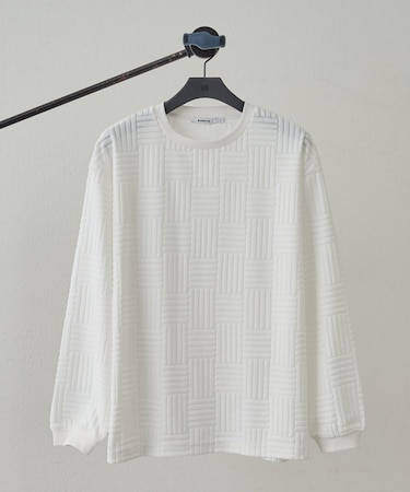 タイルフリース長袖プルオーバー