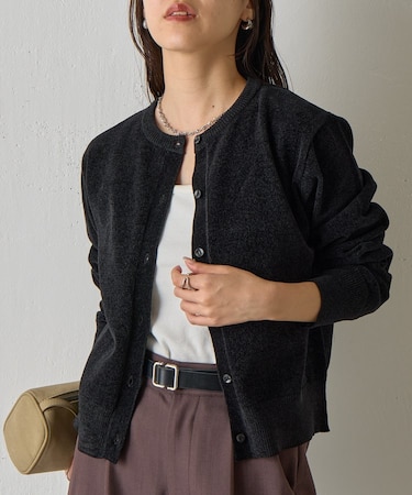 ベロアモールクルーネックカーディガン