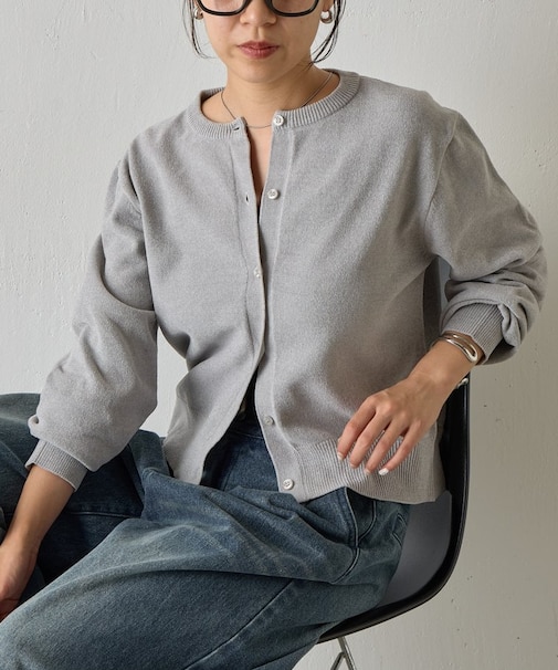 ベロアモールクルーネックカーディガン