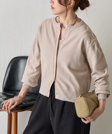 ベロアモールクルーネックカーディガン