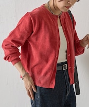 ベロアモールクルーネックカーディガン