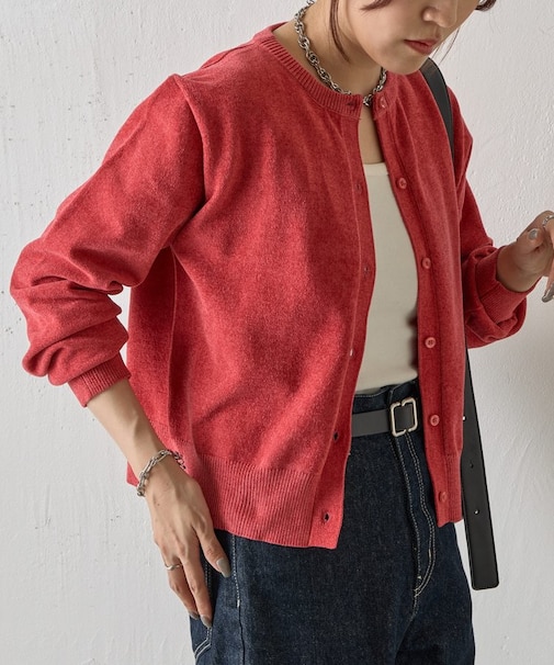 ベロアモールクルーネックカーディガン