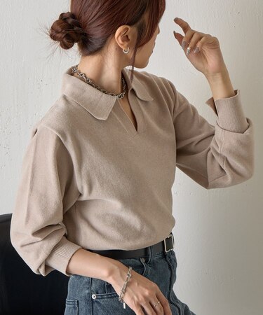 ベロアモールスキッパーポロニット