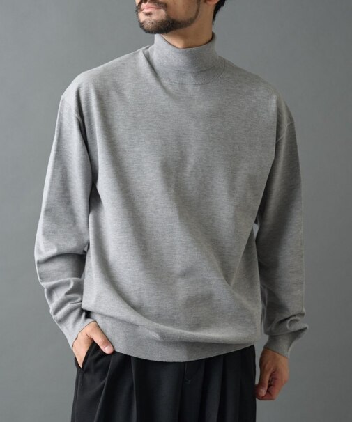 TW/ポリエステルウールニットタートルネックプルオーバー