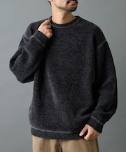 ダブルジャガードモールラインクルーネックプルオーバー