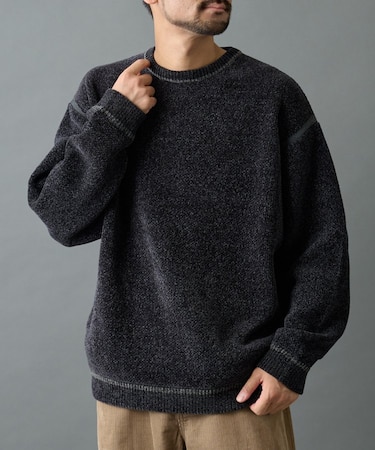 ダブルジャガードモールラインクルーネックプルオーバー