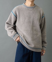 ダブルジャガードモールラインクルーネックプルオーバー