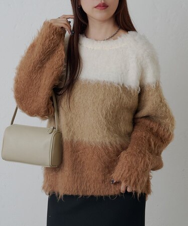 カラーブロックニットプルオーバー