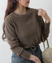 ラメクルーニットトップス