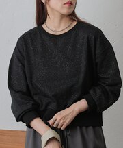 ラメ裏毛クルーコンパクトプルオーバー