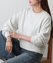 ラメ裏毛クルーコンパクトプルオーバー