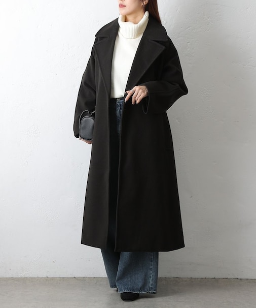テックウールラグランスリーブロングコート
