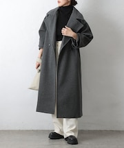 テックウールラグランスリーブロングコート