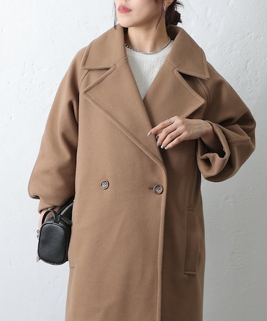 テックウールラグランスリーブロングコート