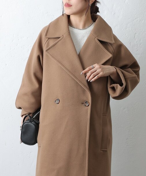 テックウールラグランスリーブロングコート