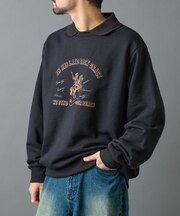 襟付きプリントスウェット