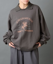 襟付きプリントスウェット