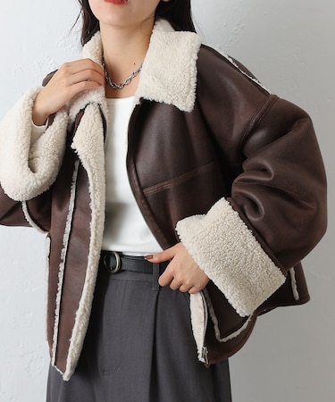 フェイクスエードムートンブルゾン