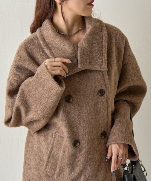 シャギースタンドカラーコート