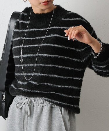 シャギーボーダーニットプルオーバー