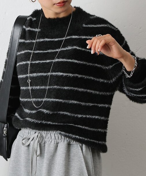 シャギーボーダーニットプルオーバー