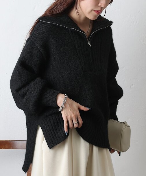 アルパカタッチハーフZIPプルオーバー