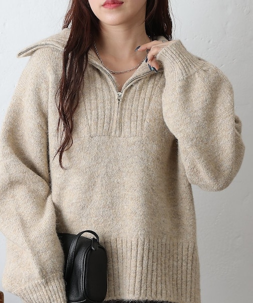アルパカタッチハーフZIPプルオーバー