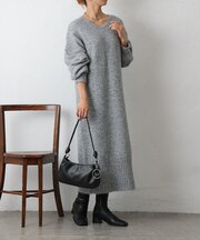 アルパカタッチVネックワンピース