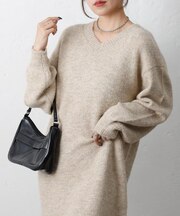アルパカタッチVネックワンピース