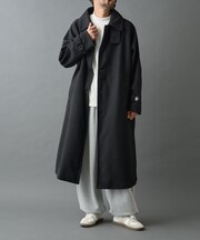 テックウールステンカラーロングコート