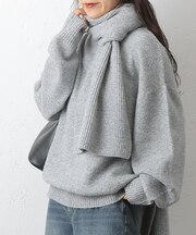 【セットアイテム】マフラー付きクルーネックニット