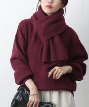 【セットアイテム】マフラー付きクルーネックニット