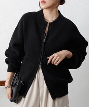 片畦ジップアップニット