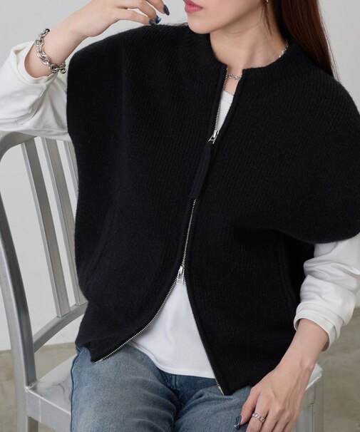 片畦ジップアップベスト