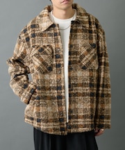 チェック圧縮ブークレーCPOジャケット