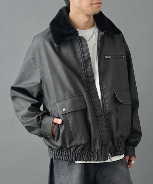 フェードレザーライクG-1ジャケット