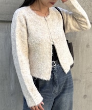 【PIKO企画 】ウール混ブークレWジップカーディガン