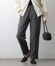 ウールライクイージーリブテーパードパンツ