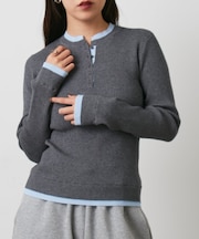 【WEB限定】レイヤードヘンリーネックリブニット