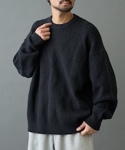 タイル柄ニットプルオーバー