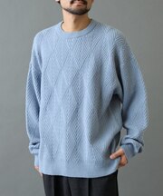 タイル柄ニットプルオーバー