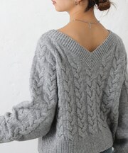 【前後2WAY】起毛ケーブルニットプルオーバー