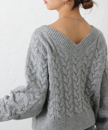 【前後2WAY】起毛ケーブルニットプルオーバー