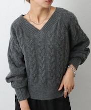 【前後2WAY】起毛ケーブルニットプルオーバー